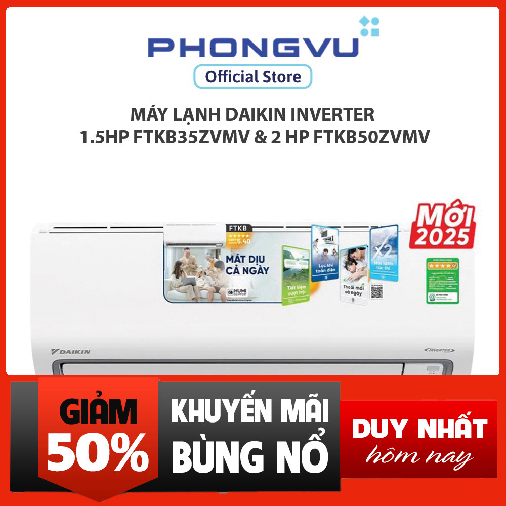 Máy Lạnh Inverter 1.5-2HP Daikin FTKB35ZVMV-FTKB50ZVMV - Công Nghệ Giảm Energie