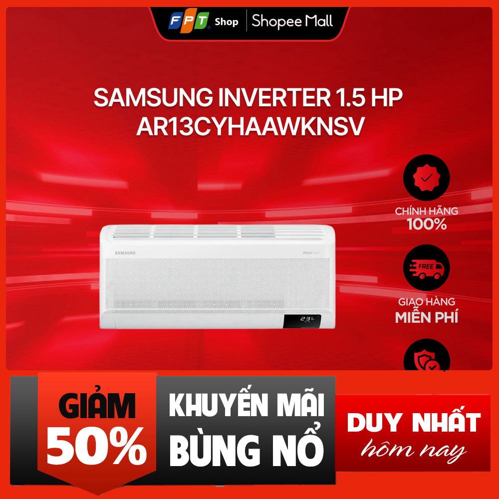 Điều hòa Samsung Inverter 1.5HP AR13CYHAAWKNSV Dòng mới Giao hàng miễn phí
