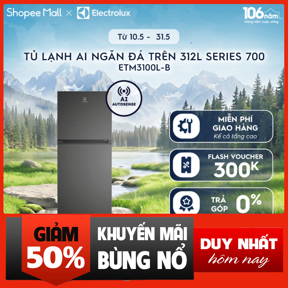 Tủ Lạnh Electrolux 312L Series 700 ETM3100L-B - Ngăn Đông Mềm Ai Autosense