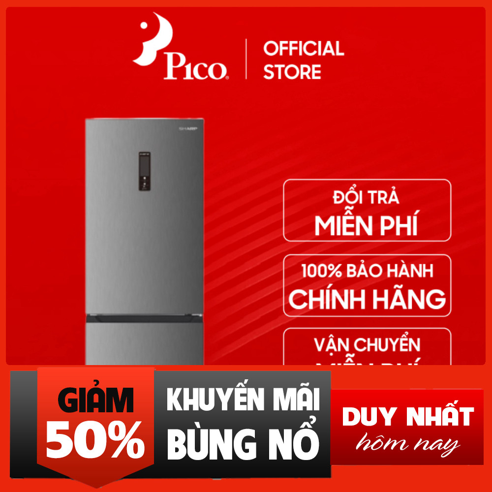 Tủ Lạnh Sharp Inverter 323 Lít SJ-BF330V-SL Xám Chính Hãng 24 Tháng