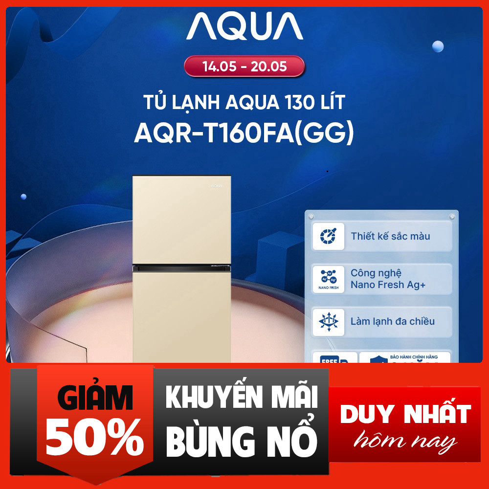 Máy Tủ Lạnh AQUA 130 lít ngăn đá trên T160FA Màu Be Be Tương Tác