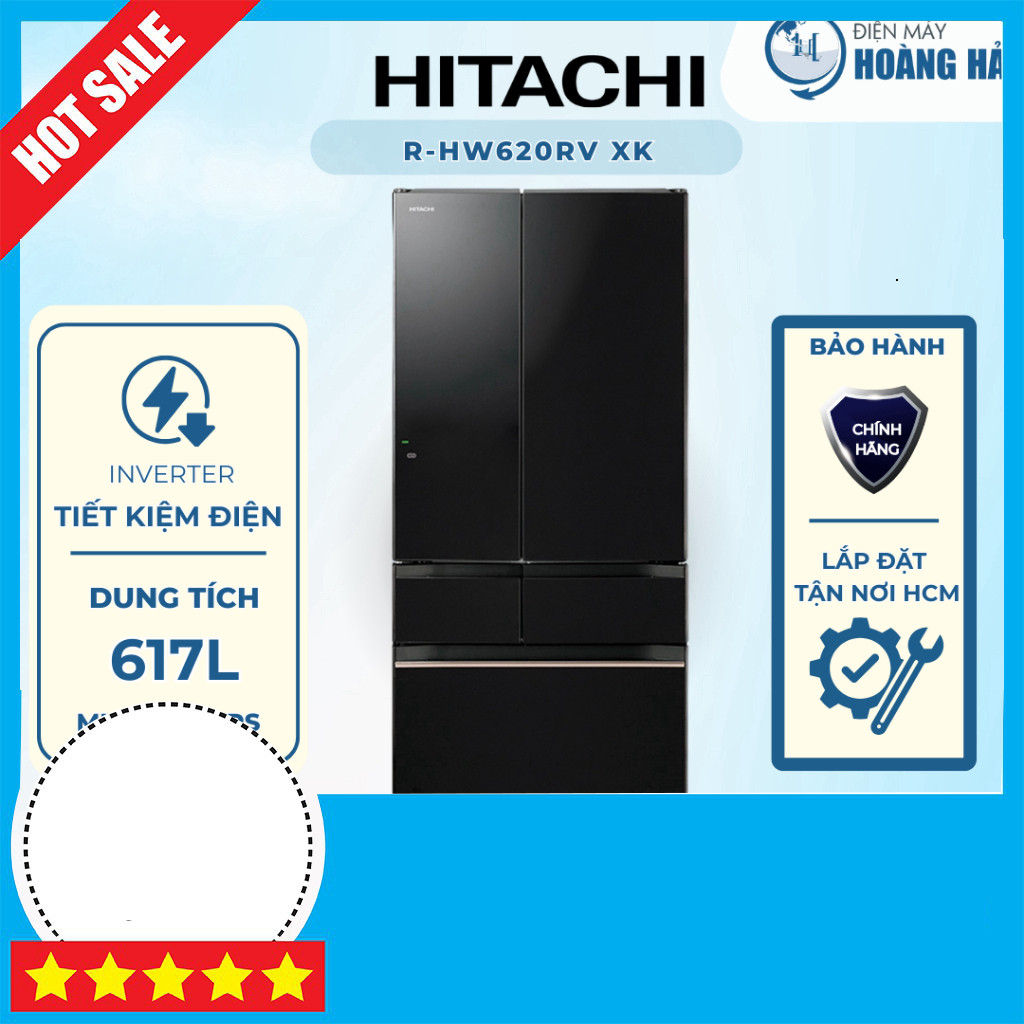 Khuyến mãi  Tủ Sập Hitachi Inverter 617L Multi Door Chính Hãng R-HW620RV (XK) Giao toàn quốc