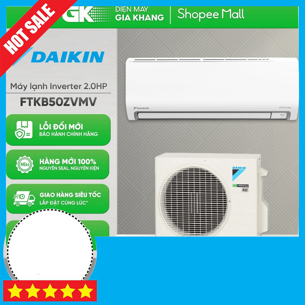 Khuyến mãi  Máy Lạnh Inverter DAIKIN FTKB50ZVMV FTKB60ZVMV Toàn Quốc Giao toàn quốc