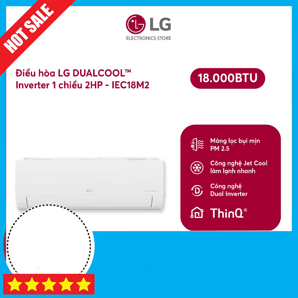 Khuyến mãi  Điều hòa LG 1chiều Inveter 2HP IEC18M1 Giao Toàn Quốc Chấp Hạn Lắp Đặt Free 0 Đồng Giao 