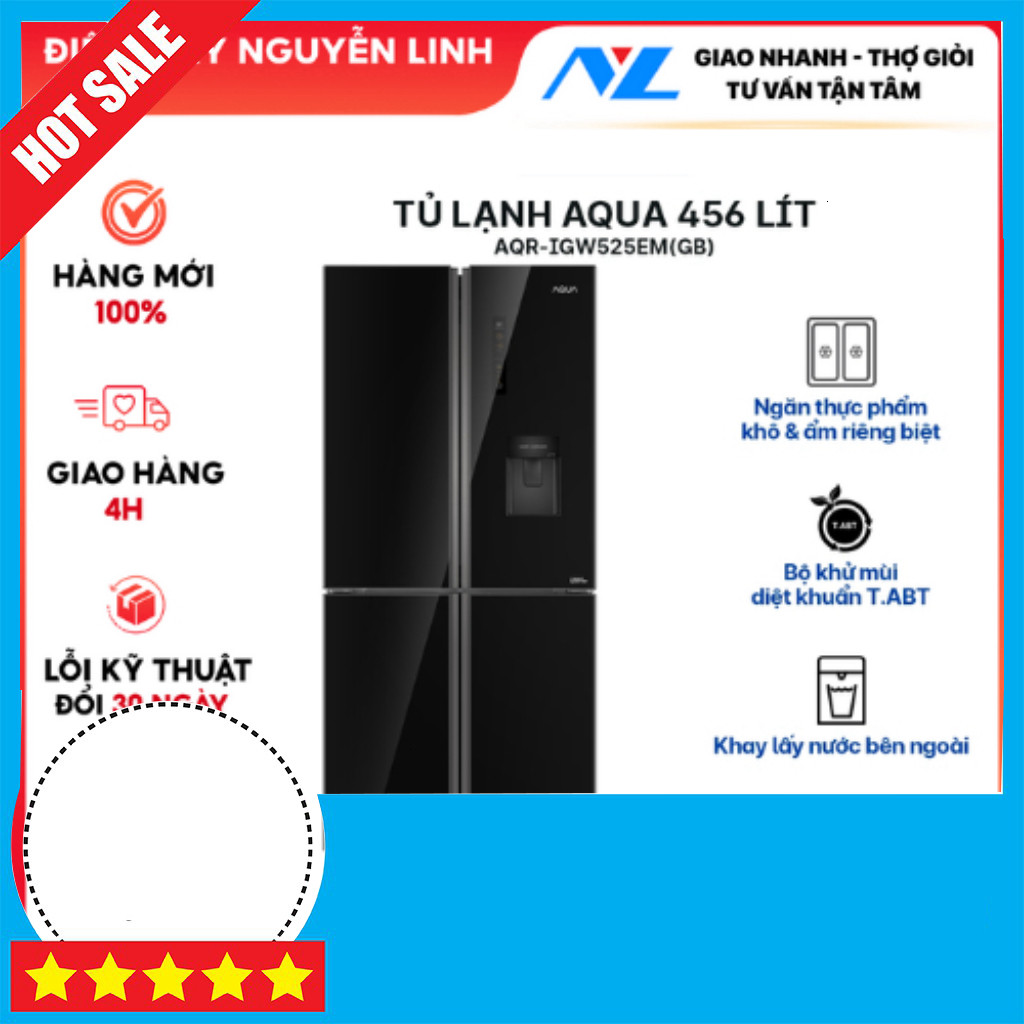 Khuyến mãi  Tủ Lạnh Multidoor Aqua 456 Lít AQR-IGW525EM - Hàng Chính Hãng Giao toàn quốc