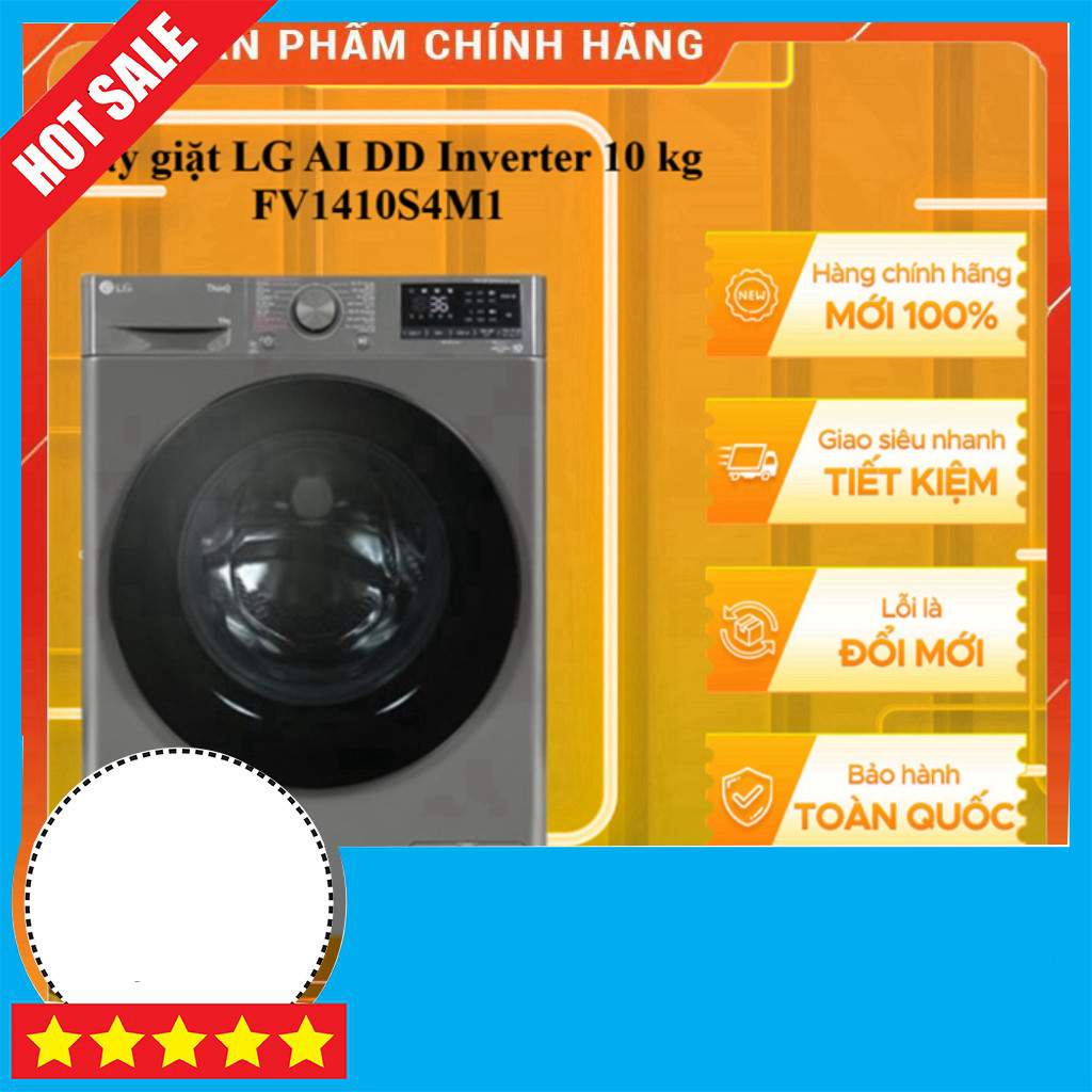 Khuyến mãi  Máy Giặt LG 10kg FV1410S4M1 Inverter 10kg TOÀN QUỐC Gia Đình giao toàn quốc