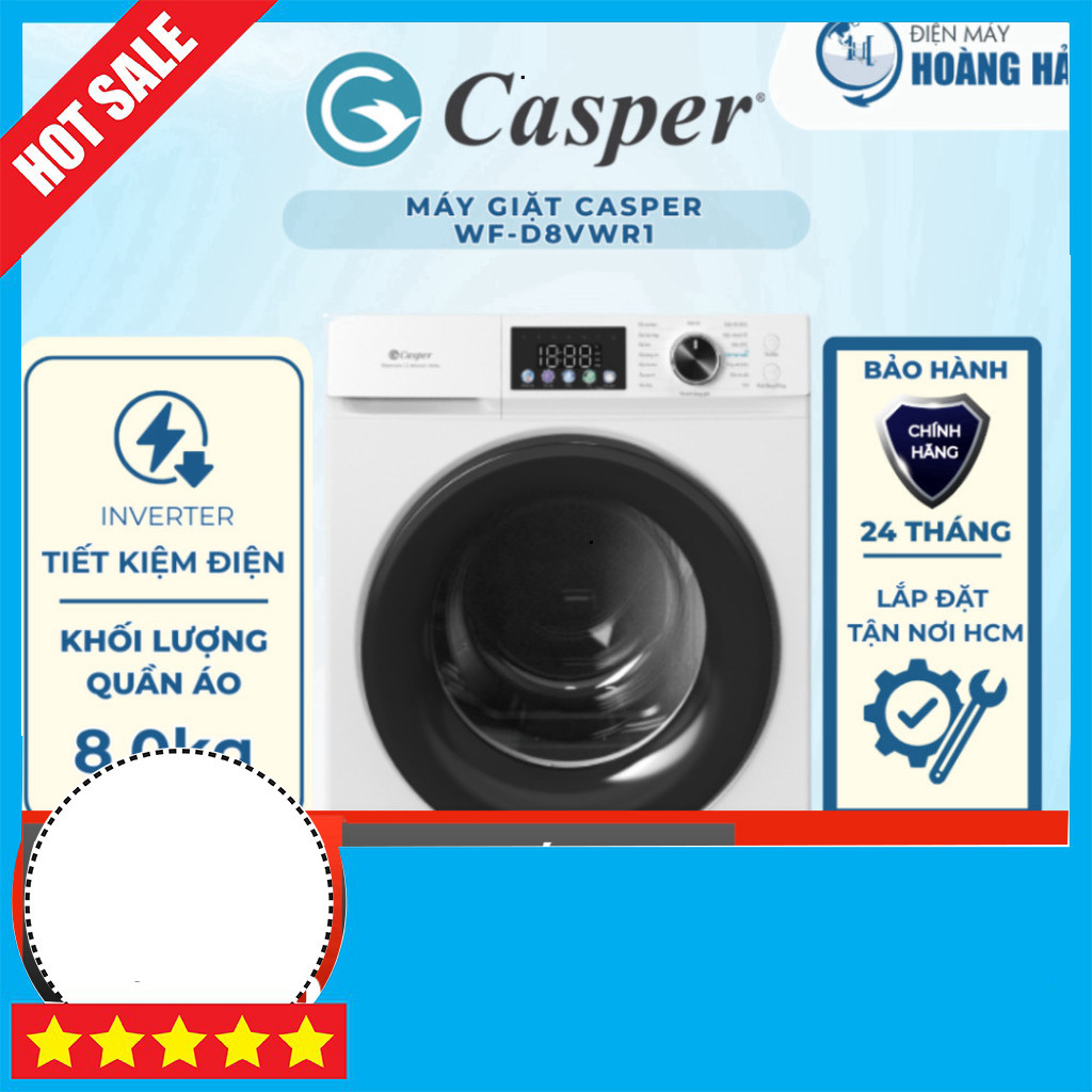 Khuyến mãi  Máy Giặt Lồng Ngang Casper Inverter 8kg WF-D8VWR1 Màu Trắng giao toàn quốc