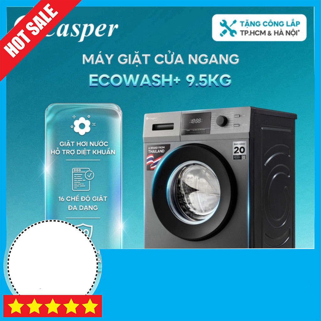 Khuyến mãi  Máy Giặt Casper Inverter 9.5KG Cửa Ngang WF-95VG5 - Chính Hãng giao toàn quốc