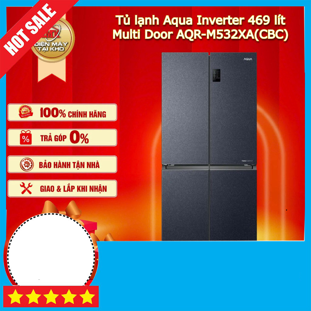 Khuyến mãi  Tủ Lạnh Aqua Inverter 469 Lít Twin Inverter 4 Cánh M532XA Giao toàn quốc