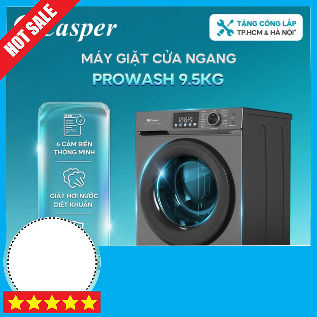 Khuyến mãi  Máy Giặt Cửa Ngang 9.5KG WF-D95VGR1 Casper Chính Hãng 2 Năm Bh giao toàn quốc
