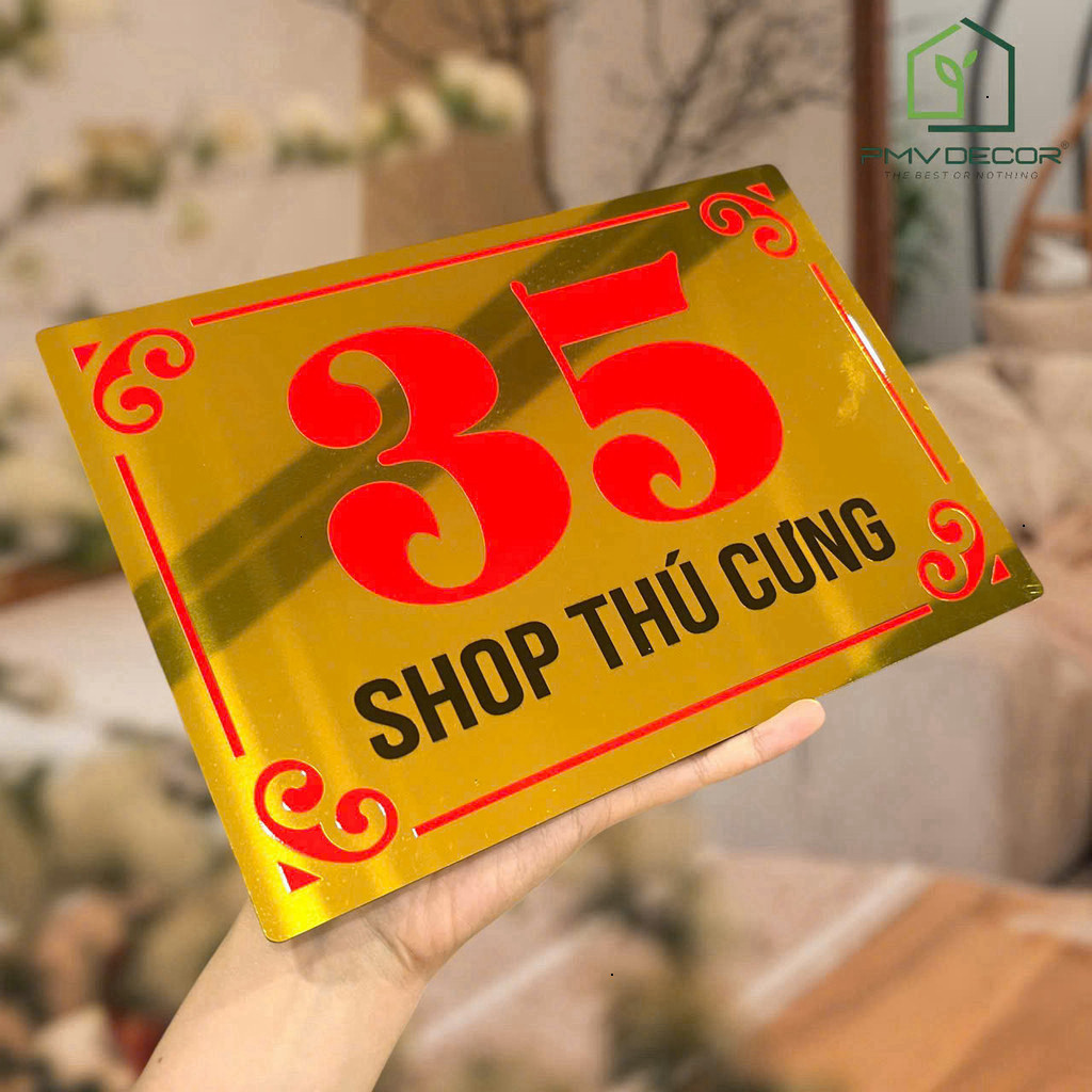 BIỂN SỐ NHÀ DECOR. Mẫu chất liệu Alu Vàng Gương, Nội dung in UV. Rẻ Bền Đẹp - BSN-PMV389.3