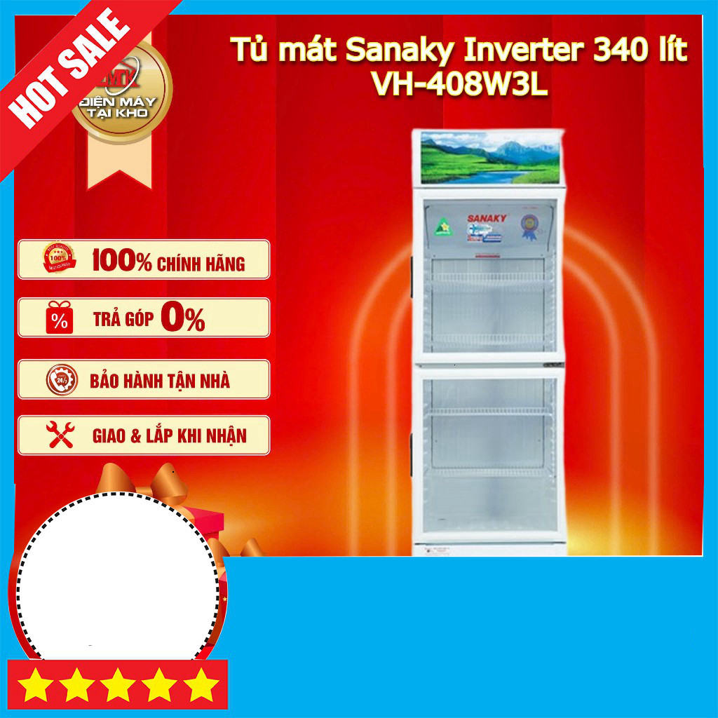 Khuyến mãi  Tủ Mát Sanaky Inverter VH-408W3L 340L Kéo Tay Tiện Dùng Giao toàn quốc