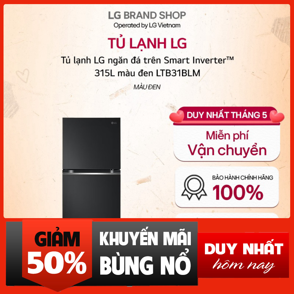 Tủ Lạnh LG Smart Inverter 315L Ngăn Đá Trên Màu Đen LTB31BLM