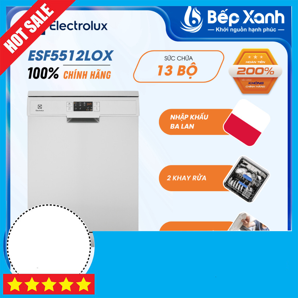 Khuyến mãi  Máy Rửa Chén Độc Lập 13 Bộ Hãng Electrolux ESF5512LOX Cao Cấp giao toàn quốc