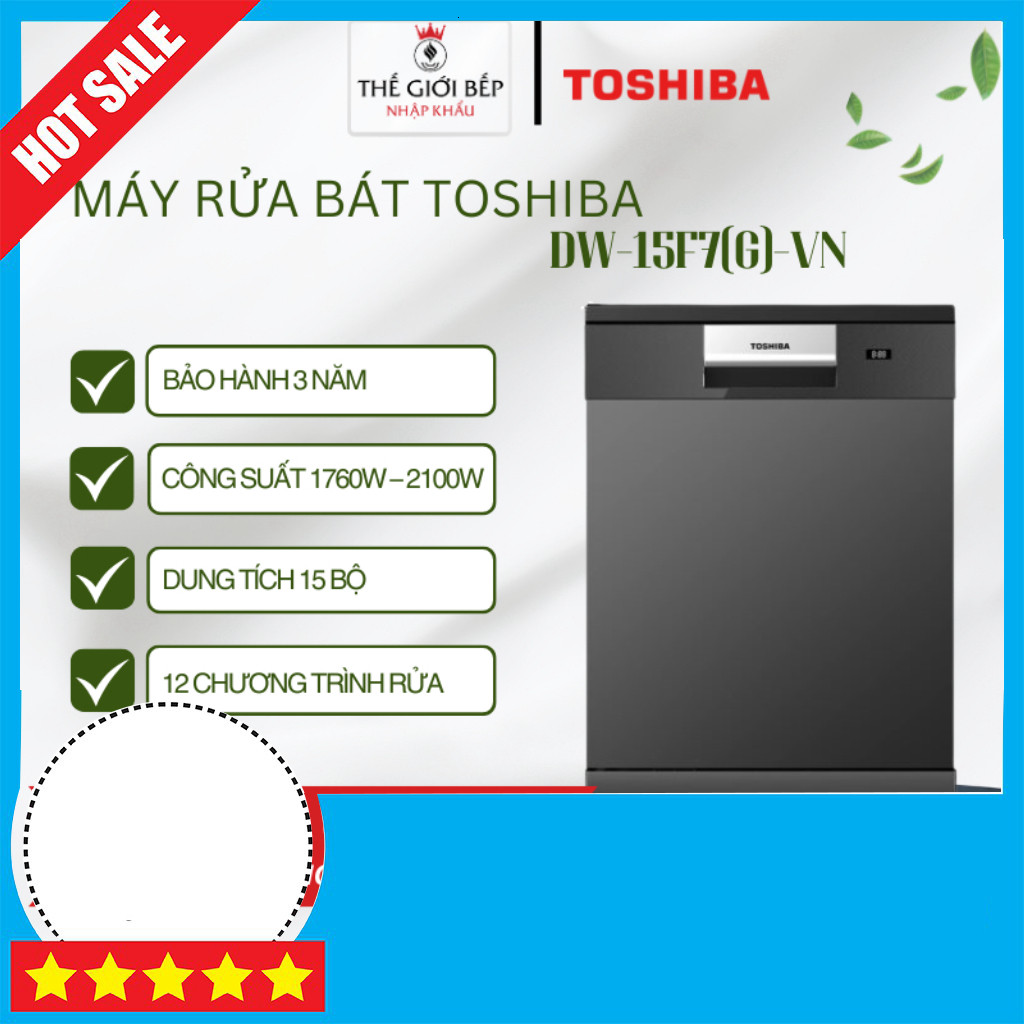 Khuyến mãi  Máy Rửa Chén Toshiba OriginClean 15 Bộ DW-15F7(G)-VN - Sấy Khí Nóng - HyperDry giao toàn