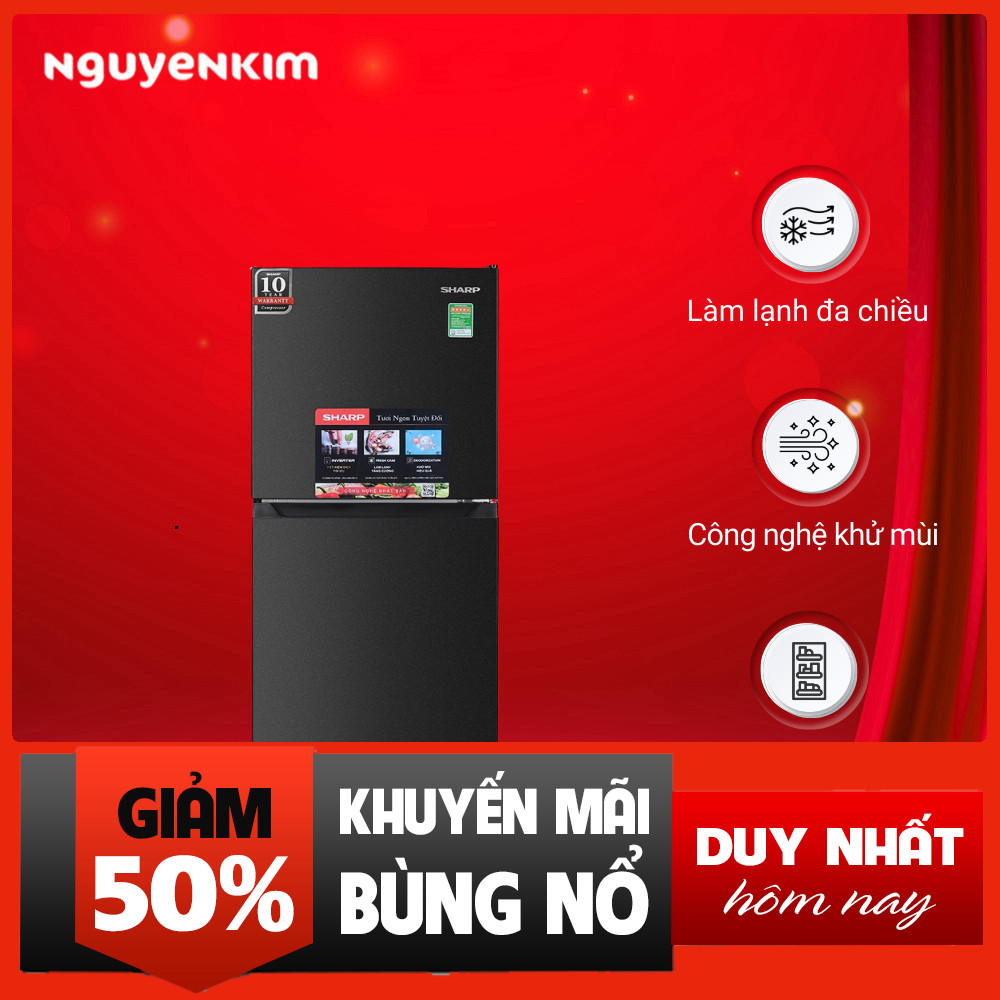 Điện Tử 2 cánh Inverter Sharp Tủ Sương Lạnh 197 lít Giữ Kho Lạnh