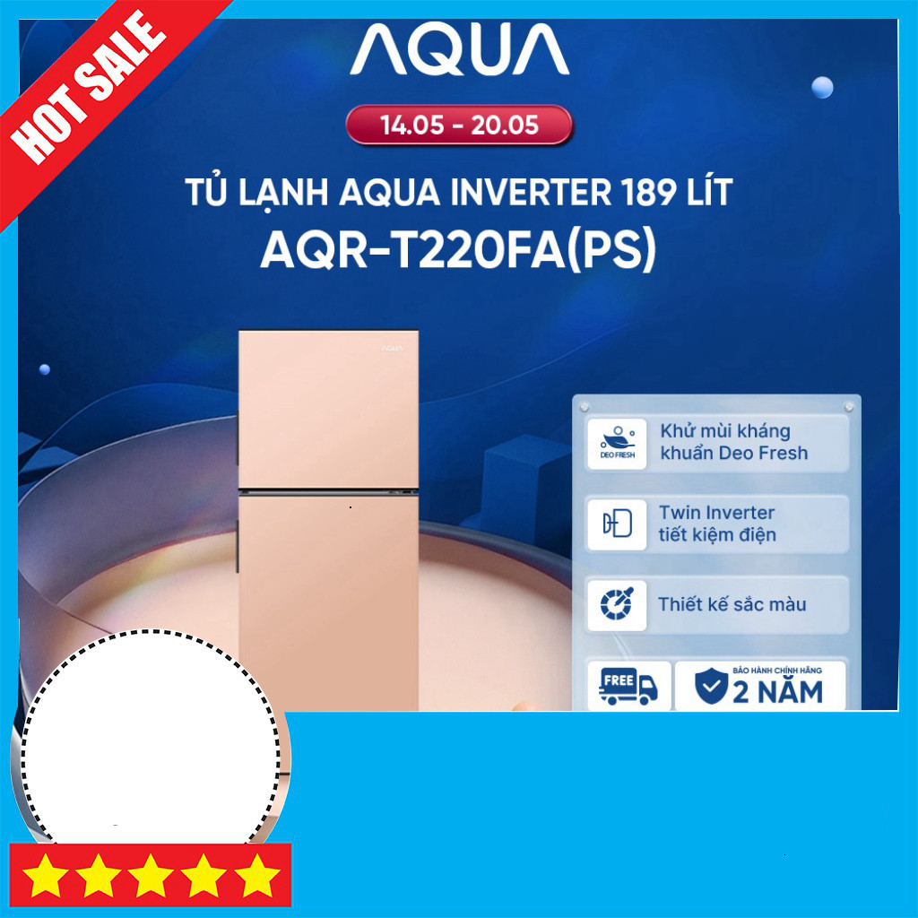 Khuyến mãi  Tủ Lạnh Aqua Inverter 189L Màu Hồng Bảo Hành Tận Nhà Giao toàn quốc