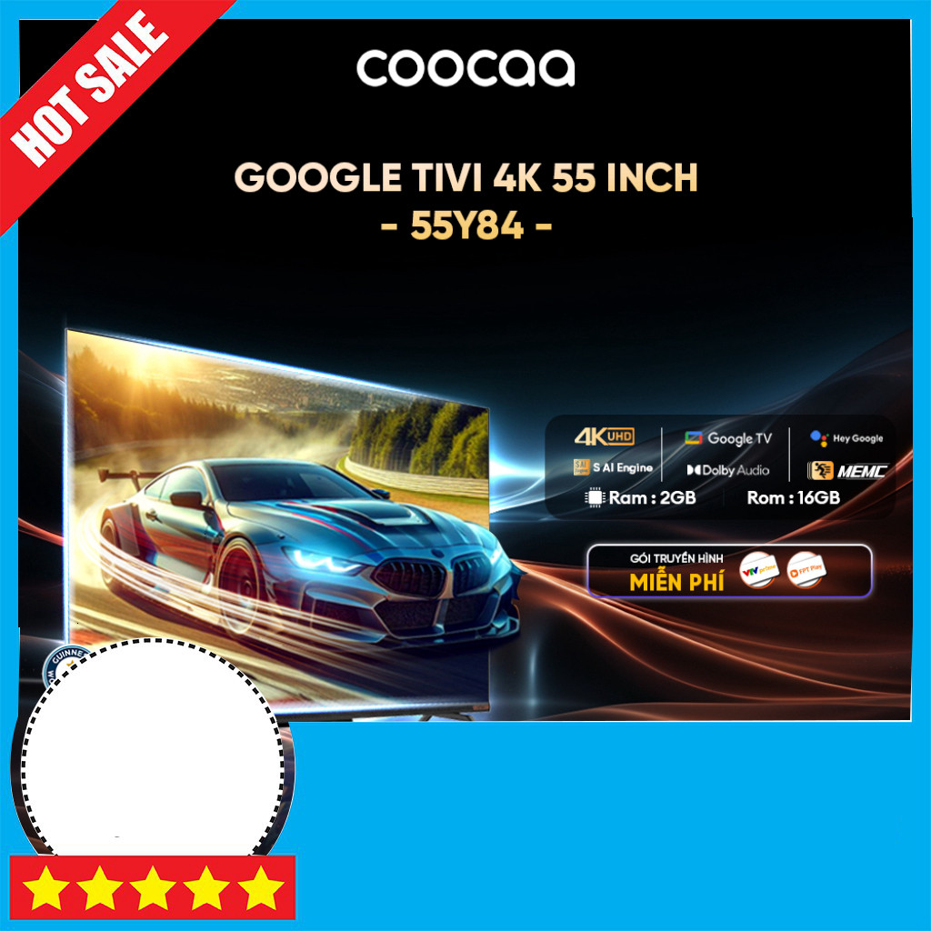 Khuyến mãi  Tivi Google Coocaa 4K 55 Inch 55Y84 Chính Chủ Mới 100% Giao toàn quốc .