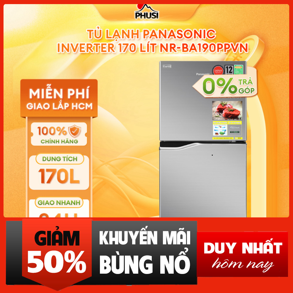 Tủ Lạnh Panasonic Inverter 170 Lít NR-BA190PPVN Mới 100% Giao Lắp Miễn Phí