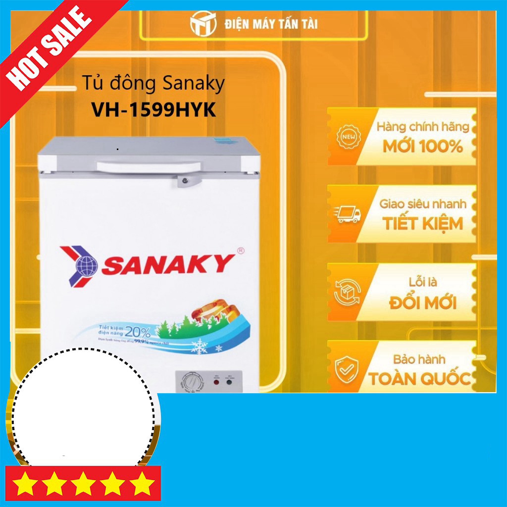 Khuyễn mãi Tủ Đương Mini SANAKY 100 Lít VH-1599HYK 1 Ngăn 1 Đông Cấp Tiết Kiệm Miễn phí lắp đặt