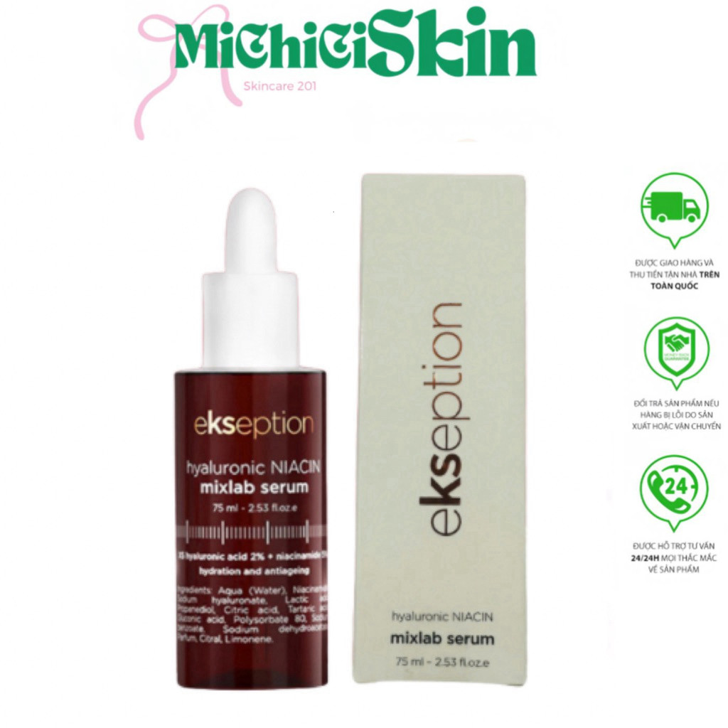 [Chính Hãng] Serum Hyaluronic Niacin HA + 5% B3 (Niacinamide) sáng da, mờ thâm mụn Ekseption 75ml Au