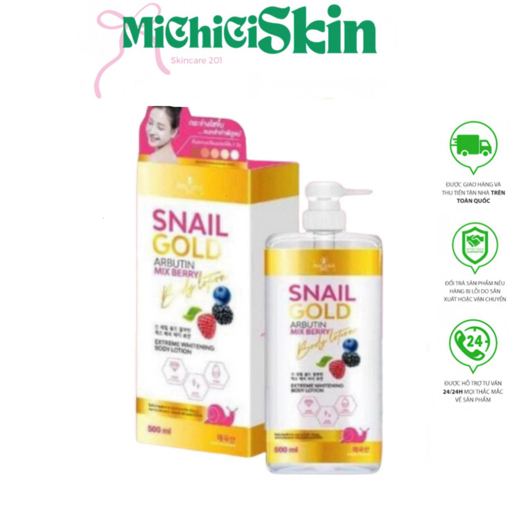 [Chính Hãng] Sữa dưỡng thể body Snail Gold Arbutin Mix Berry Body Lotion Precious Skin 500ml Auth