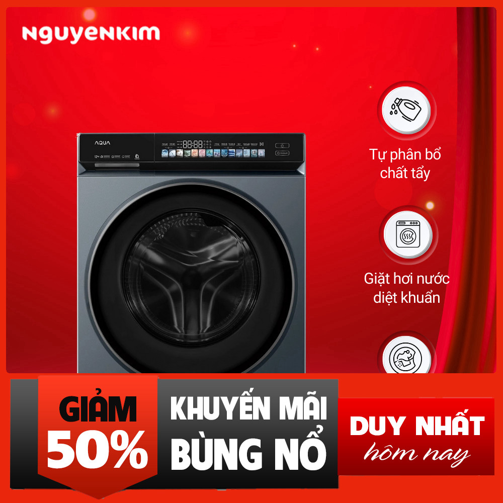 Máy Giặt Aqua Inverter 12kg Tích Hợp Công nghệ Mới AW12-BD4377U1L(GN)