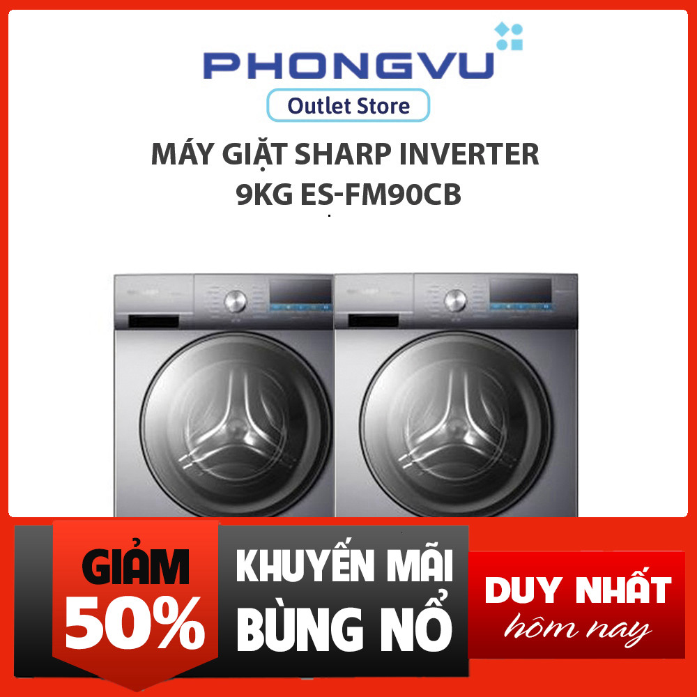 Máy Giặt Sharp Inverter 9kg ES-FM90CB, Bảo Hành 24 Tháng