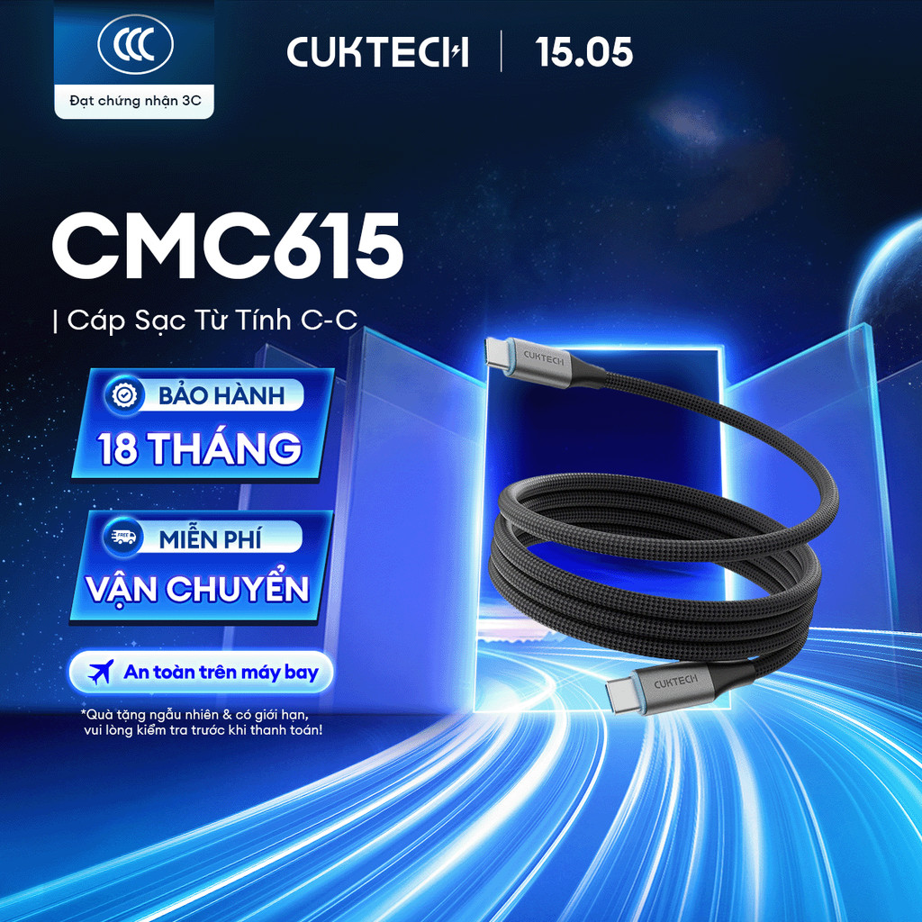 Cáp Sạc Từ Tính CUKTECH 240W C-C | Hỗ Trợ Sạc, Truyền Tệp Nhanh |  Bảo Hành 18 Tháng CMC610 CMC615