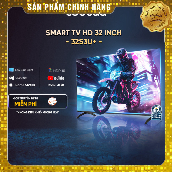 Tivi thông minh Coocaa 32S3U+ 32 inch HD, Wifi, model 32S3U+