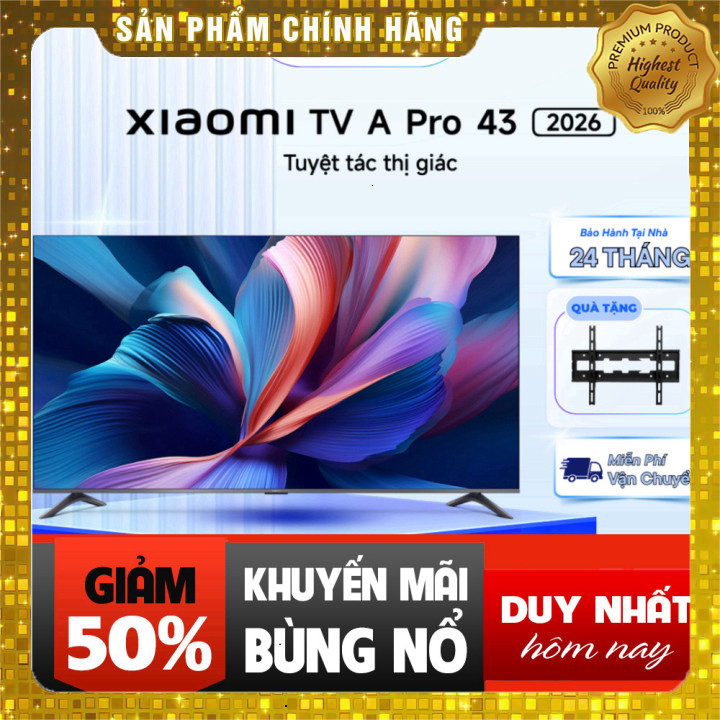 Tivi Xiaomi A Pro 43 Inch Google TV 4K QLED 2026, Tiếng Việt, Bảo Hành 24 Tháng Chính Hãng