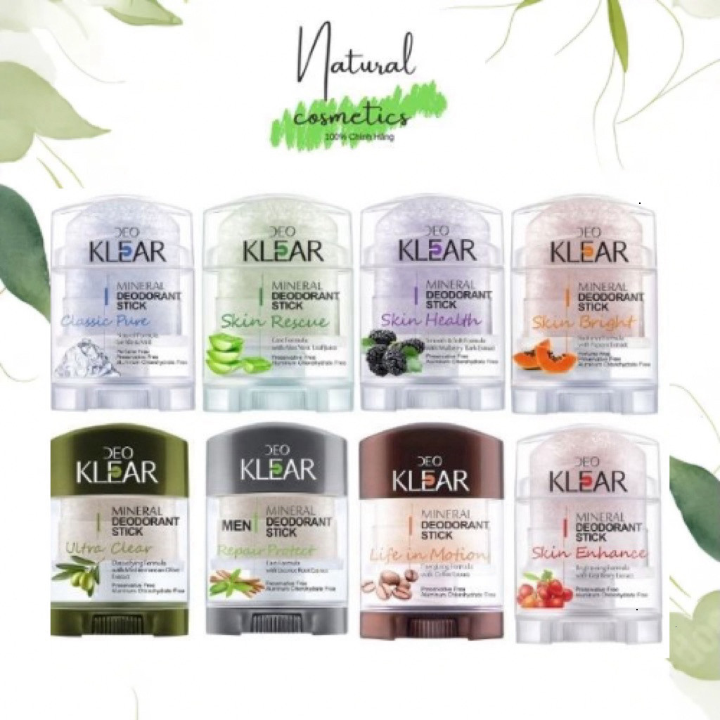 [Chính Hãng] Lăn Khử Mùi Đá Khoáng DEO KLEAR 70g Thái Lan, Giảm Tiết Mồ Hôi, Khô Thoáng Cả Ngày