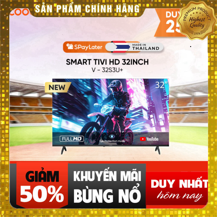 Smart TV Coocaa 32 Inch Full HD Có Wifi, Sạc Không Cần Cài Đặt