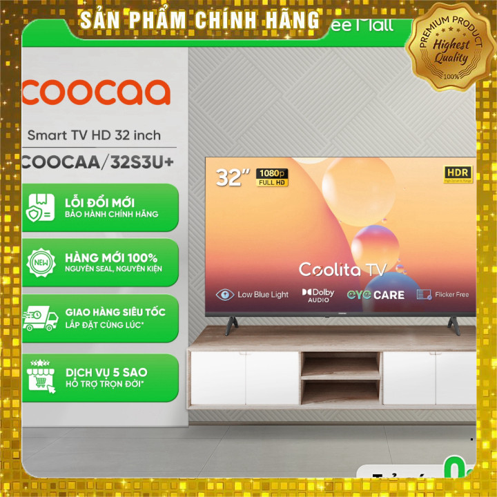 Smart Tivi Coocaa HD 32S3U+/43S3U+ 32 inch/43 inch, Wifi, giao toàn quốc