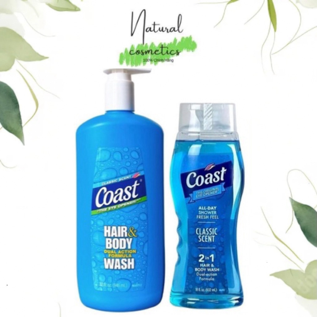 [Chính Hãng] Sữa Tắm Gội Coast 2in1 Hair & Body Wash Classic Scent Pacific Force USA Dưỡng Da Body