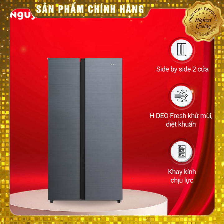 Tủ lạnh Aqua Inverter 569 lít 2 cánh AQR-S633XA(SL)