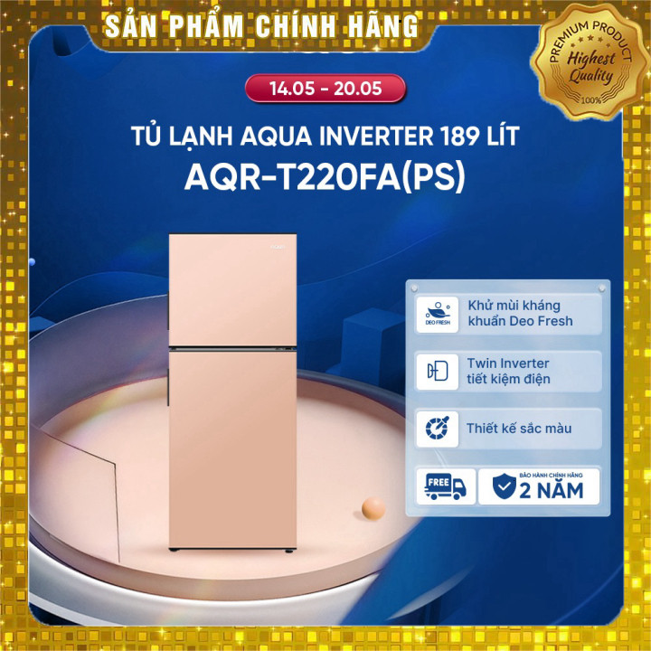 Tủ lạnh Aqua Inverter 189 lít màu hồng AQR-T220FA(PS) | Võ Hà Linh x AQUA