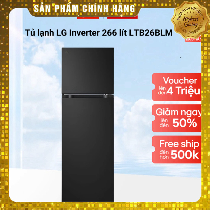 Tủ lạnh LG Inverter 266 lít LTB26BLM, thiết kế ngăn đá trên