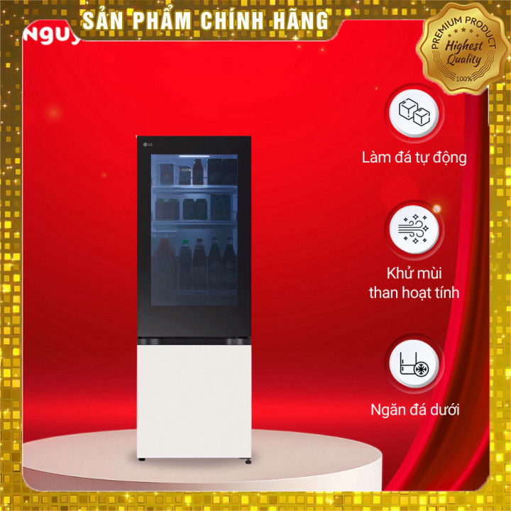 Tủ lạnh LG Inverter InstaView 340 lít LBB33BGMAI, ngăn đá dưới 2 cánh