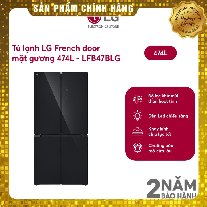 Tủ lạnh LG Inverter Multi Door 474 lít LFB47BLG, giao lắp Hà Nội