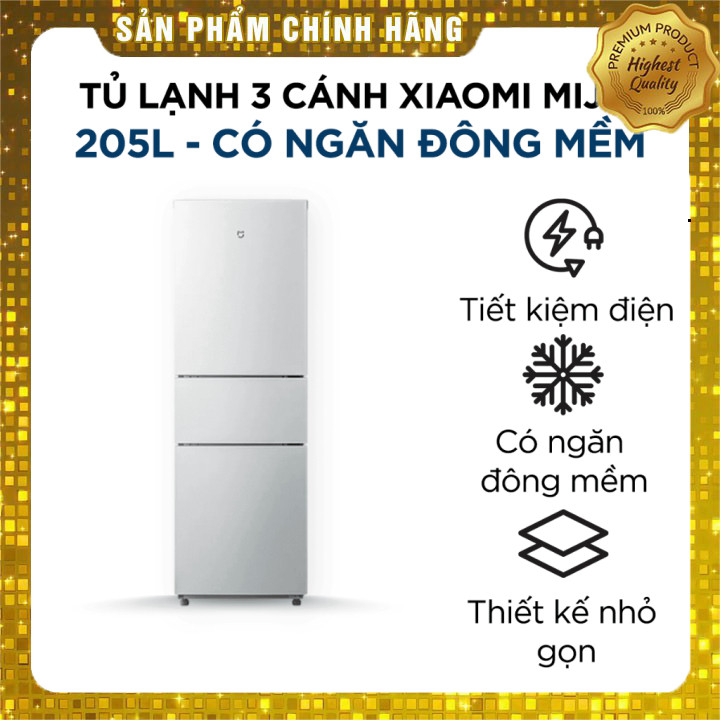 Tủ lạnh Xiaomi Mijia 3 cửa 205L 2025, có ngăn đông mềm