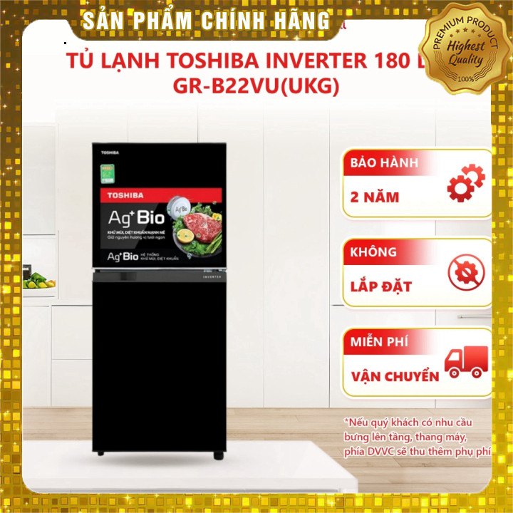 Tủ lạnh Toshiba Inverter 180 lít GR-B22VU(UKG) chính hãng, freeship toàn quốc