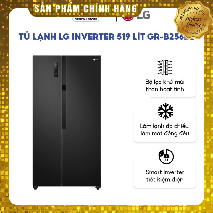 Tủ lạnh LG Side By Side Inverter 519 lít GR-B256BL chính hãng