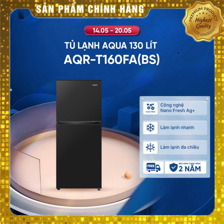 Tủ lạnh AQUA AQR-T160FA(BS) 130 lít ngăn đá trên, bảo hành 2 năm