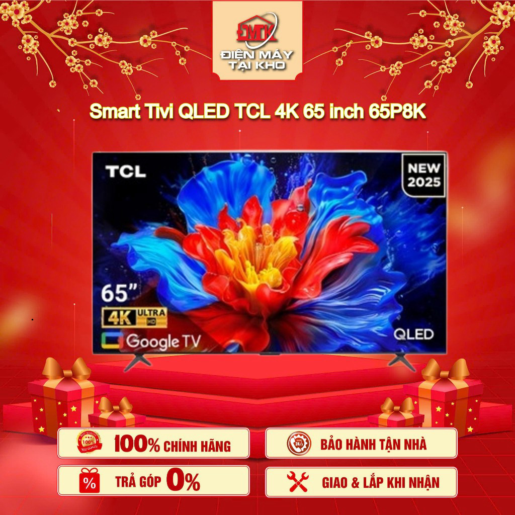 Smart Tivi QLED TCL 4K 65 inch 65P8K– Tần Số Quét 144Hz – Âm Thanh Hi Fi ONKYO 2.1 – Thương Hiệu TCL