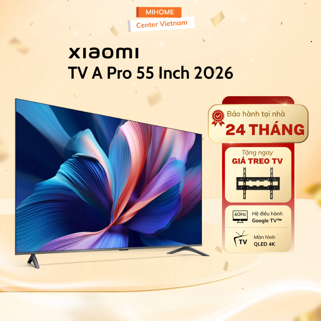 Tivi Xiaomi A Pro 55 Inch 2026 Google TV - Màn QLED, Độ Phân Giải 4K - Bảo Hành 2 Năm Tại Nhà
