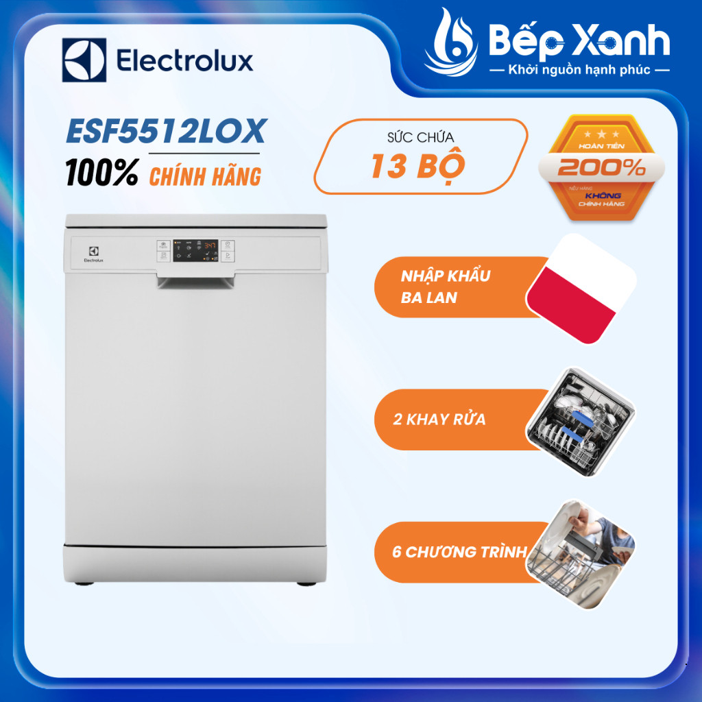 [FREESHIP HCM] Máy Rửa Chén Độc Lập Electrolux ESF5512LOX - 13 Bộ - Hàng chính hãng