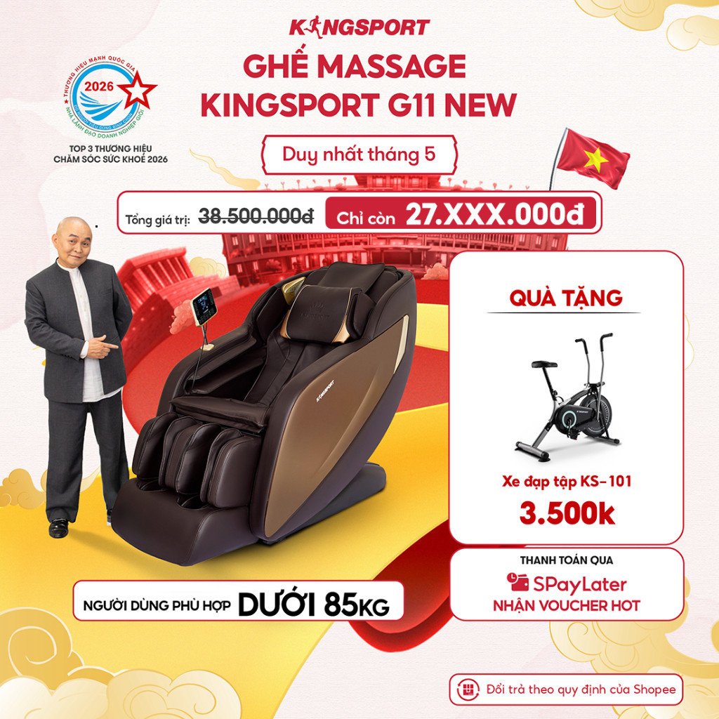 [NEW] Ghế massage KINGSPORT G11 NEW công nghệ rung sóng âm Kingsonic, 12 bài massage tự động