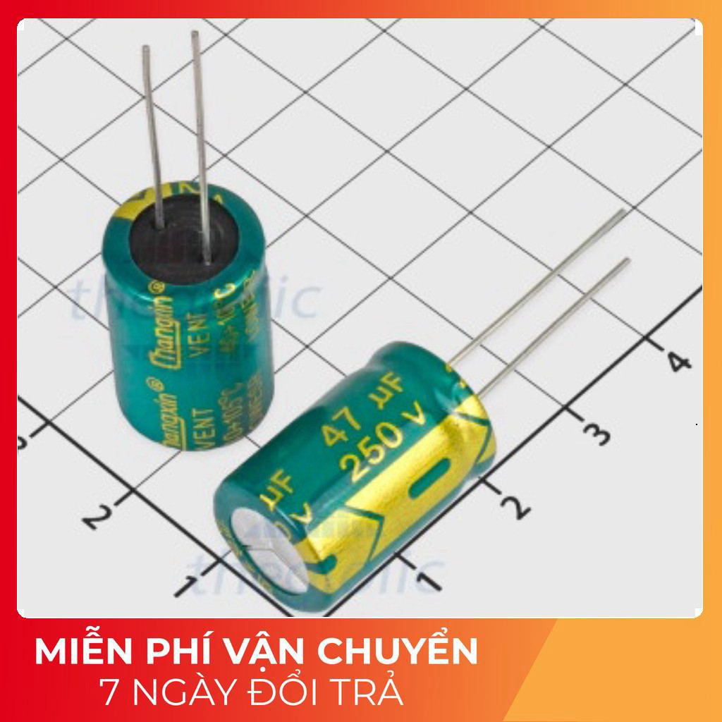 [5 Cái]- Tụ Hoá 47uF 250V 13x21mm Xuyên Lỗ Tech Linh Kiện