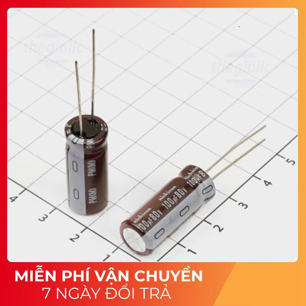 [5 Cái]- Tụ Hoá 100uF 80V 10x25mm Xuyên Lỗ Nichicon Tech Linh Kiện Tech Linh Kiện